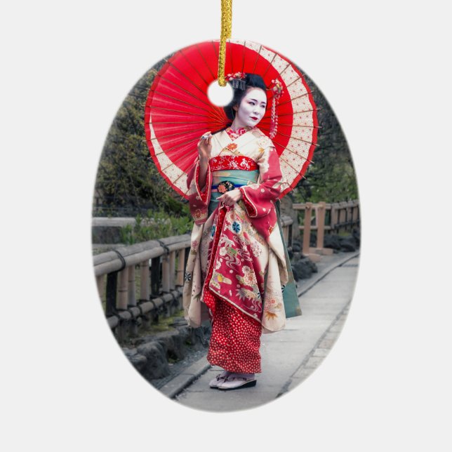 Adorno De Cerámica Geisha japonés en Kyoto (Frente)
