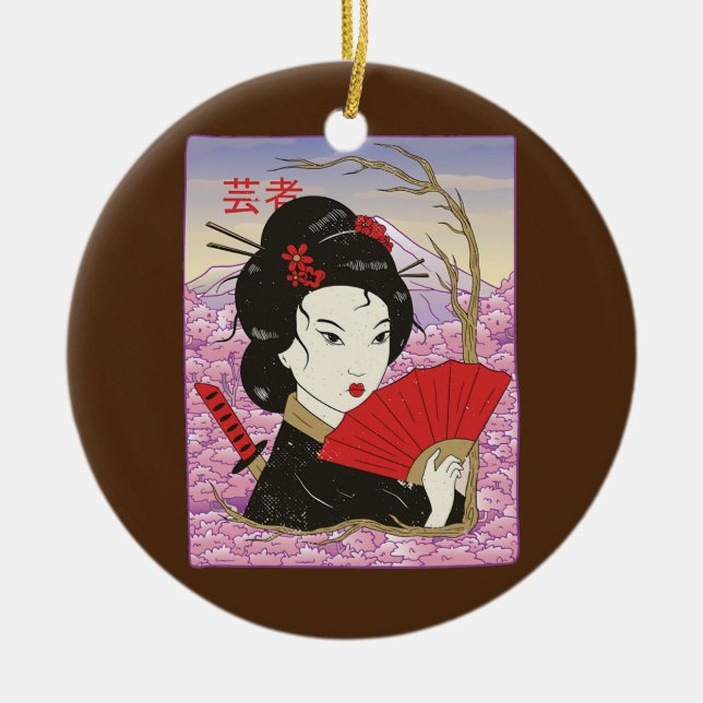 Adorno De Cerámica Geisha Samurai Japón Cultura japonesa Kawaii (Frente)