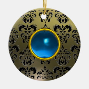 ADORNO DE CERÁMICA GEMA CLASSY GRIS AZUL GRISE DAMASK