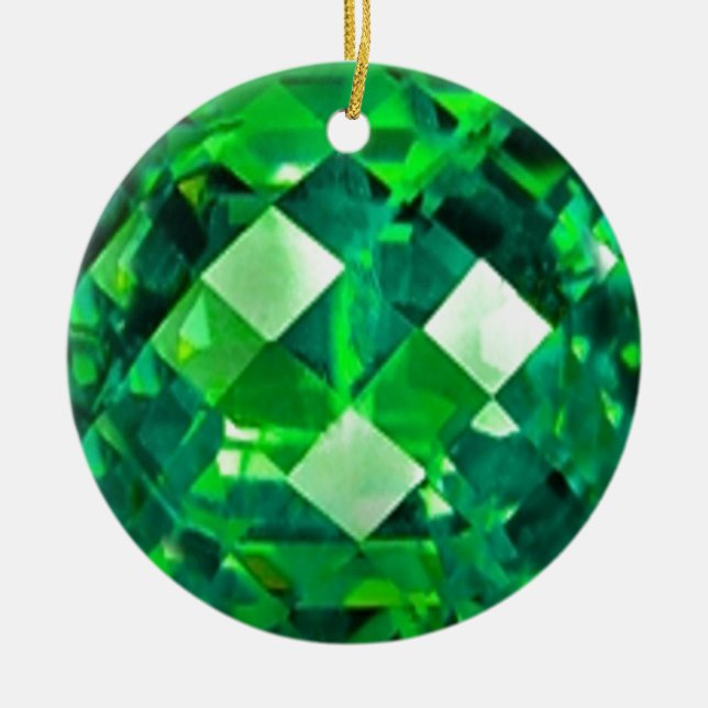 Adorno De Cerámica GEMA ESMERALDA de mayo BIRTHSTONE (Frente)