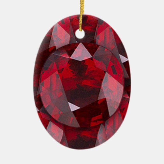 ADORNO DE CERÁMICA GEMAS ROJAS ENERO BIRTHSTONE DEL GRANATE (Frente)
