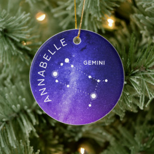 Adorno De Cerámica Gemini Zodiac Ornament Personalizado Regalo Zodiac