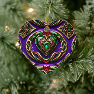 Adorno De Cerámica Gemstone Heart and Snakes Love Venus