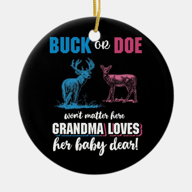 Adorno De Cerámica Gender Reveal Buck or Doe Party Grandma (Frente)
