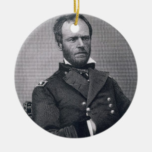 Adorno De Cerámica General Guillermo TECUMSEH Sherman, grabado