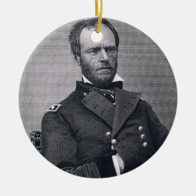Adorno De Cerámica General Guillermo TECUMSEH Sherman, grabado (Frente)