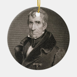 Adorno De Cerámica General importante William Henry Harrison, grabado