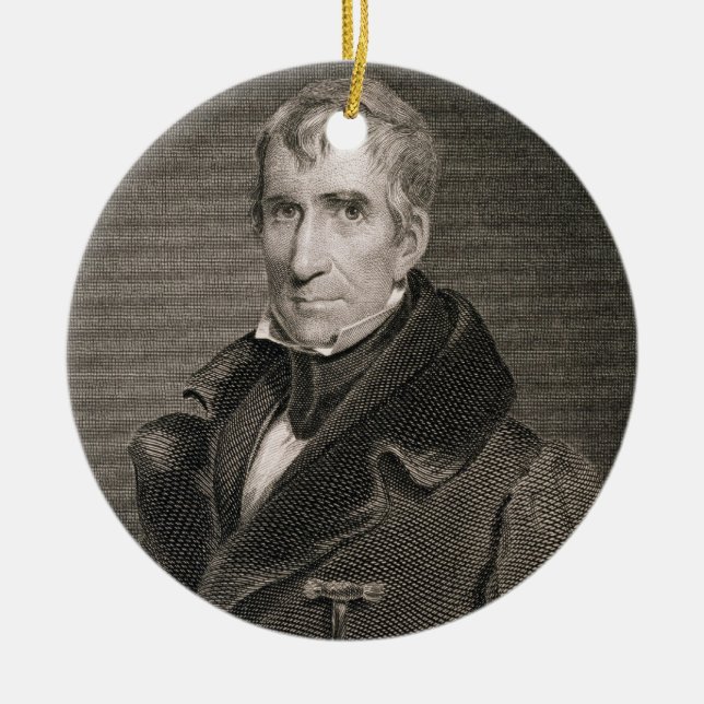 Adorno De Cerámica General importante William Henry Harrison, grabado (Frente)