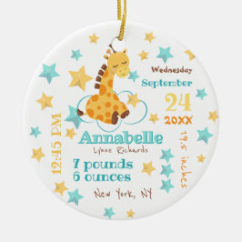 Adorno De Cerámica Género Neutral Cute Giraffe Stars Baby Stats