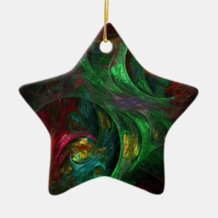 Adorno De Cerámica Génesis Green Abstract Art Star Ornament