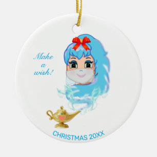 Adorno De Cerámica Genio de Navidad lindo y lámpara mágica