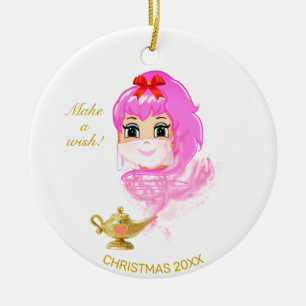 Adorno De Cerámica Genio de Navidad lindo y lámpara mágica