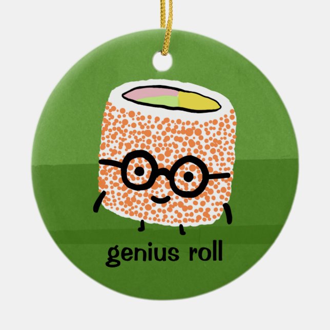 Adorno De Cerámica Genius Roll | Rollo de sushi con gafas de gafas fi (Frente)