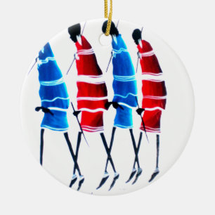 Adorno De Cerámica Gente feliz guerreros masái paseando arte impreso