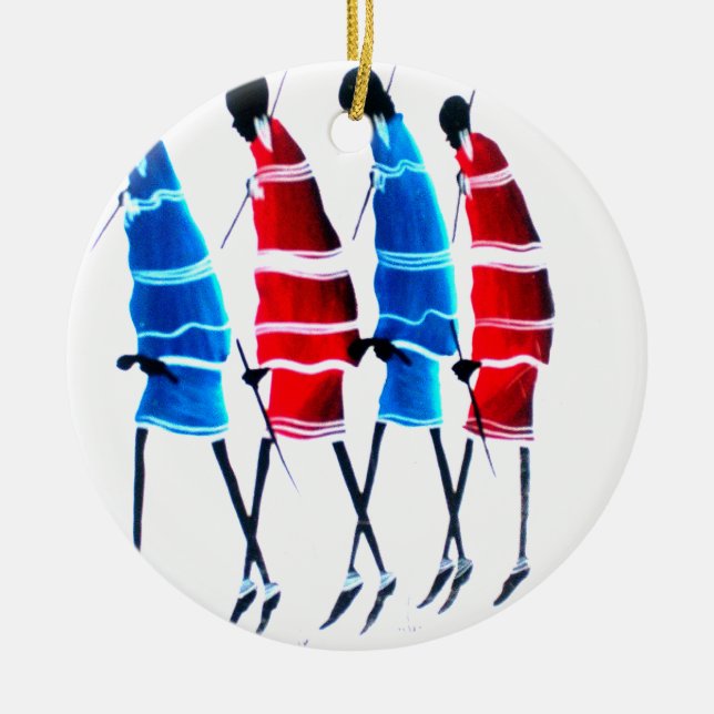 Adorno De Cerámica Gente feliz guerreros masái paseando arte impreso (Frente)