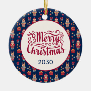 Adorno De Cerámica Gente Feliz Navidad Santa Reno Azul Personalizado