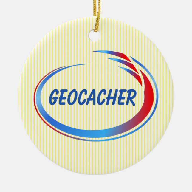 Adorno De Cerámica Geocacher Blue and Red Splash (Frente)