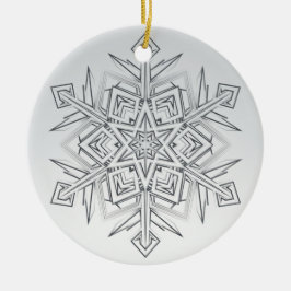 Adorno De Cerámica Geometric Snowflake Modern Gray & White
