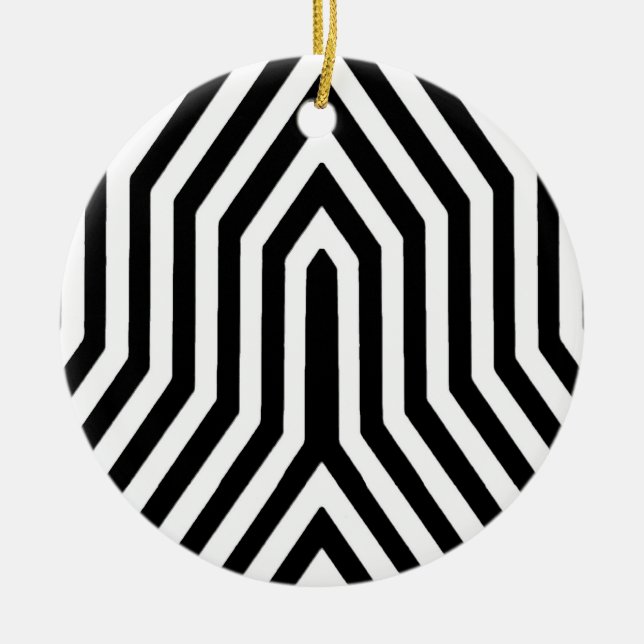 Adorno De Cerámica Geométrica Art Deco - blanco y negro (Frente)