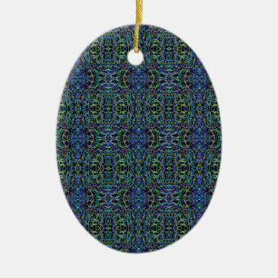 Adorno De Cerámica Geométrica de la pila verde azul Trippy