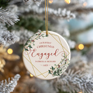 Adorno De Cerámica Geométrica de la vegetación nuestra primera Navida