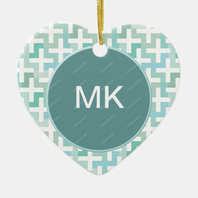 Adorno De Cerámica Geométrico verde de la marea (Frente)