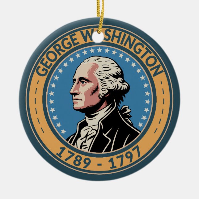 Adorno De Cerámica George Washington US President Illustration Badge (Frente)