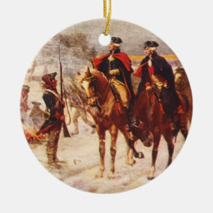 Adorno De Cerámica George Washington y Lafayette en la fragua del