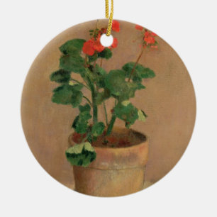 Adorno De Cerámica Geranios en un pote, c.1905 (aceite en lona)
