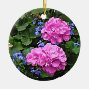 Adorno De Cerámica Geranios y Periwinkle