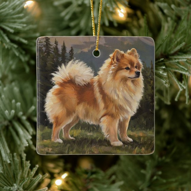 Adorno De Cerámica German Spitz (Árbol)