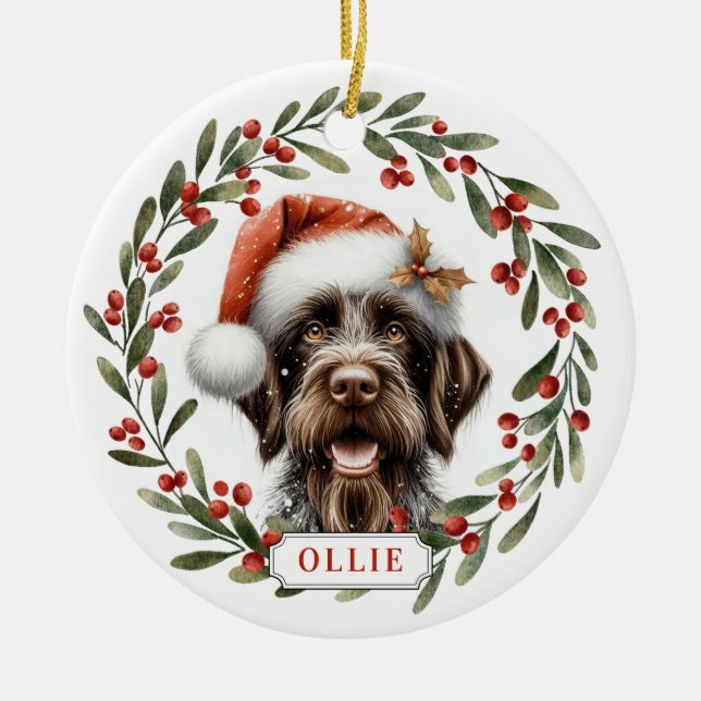 Adorno De Cerámica German Wirehaired Pointer Ceramic Circle Ornament (Frente)