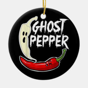 Adorno De Cerámica Ghost Pepper Funny Spicny Hot Halloween Ghost Pepp