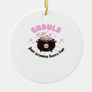 Adorno De Cerámica Ghouls solo quiere divertirse con Halloween