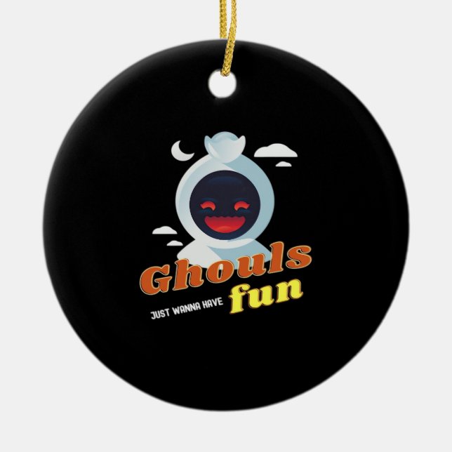 Adorno De Cerámica Ghouls solo quiere divertirse con Halloween y cita (Frente)