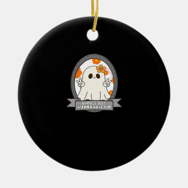 Adorno De Cerámica Ghouls solo quiere divertirse con Sloth Halloween (Frente)
