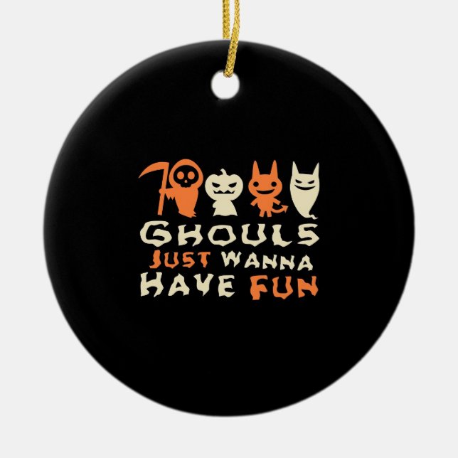 Adorno De Cerámica Ghouls solo quiere divertirse con Sloth Halloween (Frente)