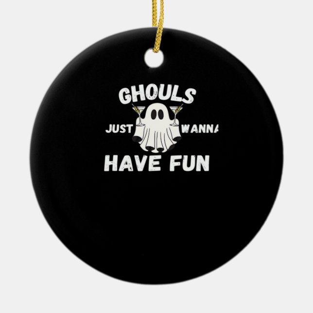 Adorno De Cerámica Ghouls Solo quiere divertirse - Funny Cockt Hallow (Frente)