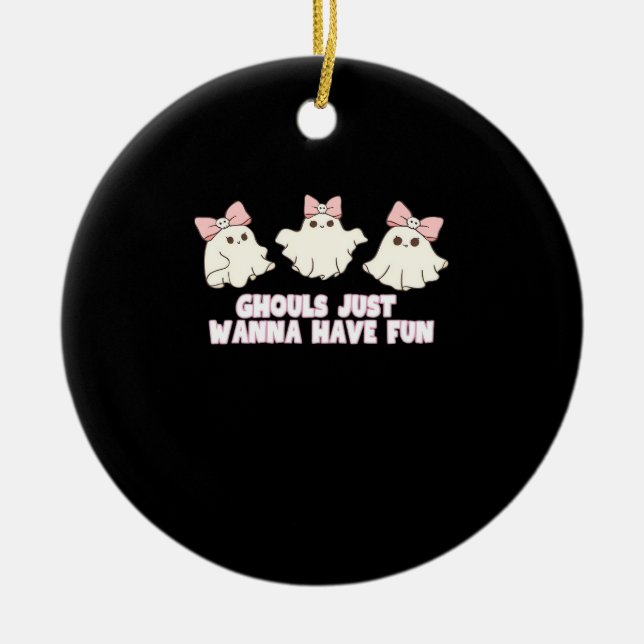 Adorno De Cerámica Ghouls solo quiere divertirse sobredimensionado (Frente)