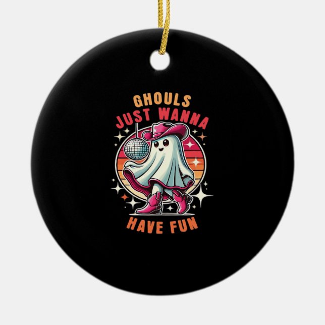 Adorno De Cerámica Ghouls solo quiere tener disco retro divertido (Frente)