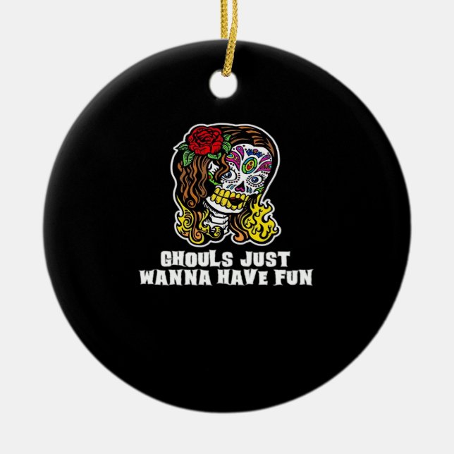 Adorno De Cerámica Ghouls solo quieren divertirse - Feliz esloga de H (Frente)