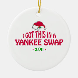 Adorno De Cerámica Gift Yankee Swap - Santa Hat