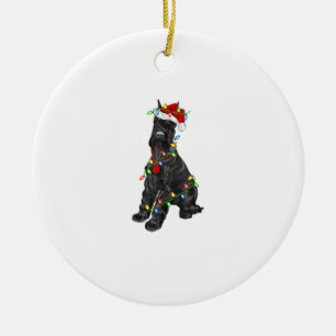 Adorno De Cerámica Gigante Schnauzer Lover Xmas Santa Giant Schnauzer