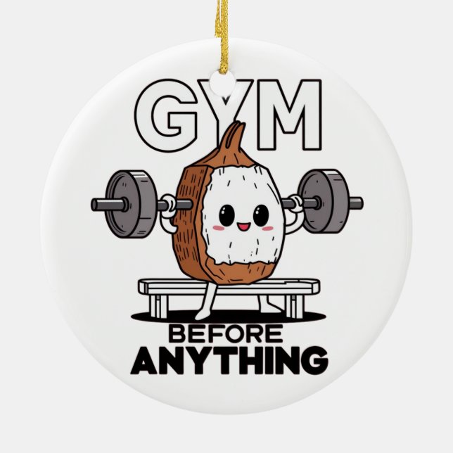 Adorno De Cerámica gimnasia antes de cualquier cosa fitness caricatur (Atrás)