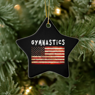 Adorno De Cerámica Gimnasia Grunge Bandera Americana USA