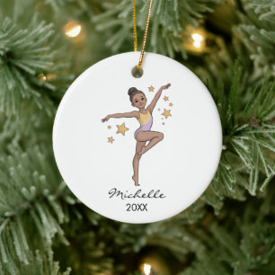 Adorno De Cerámica Gimnasia personalizada Gimnasta Niña Navidad