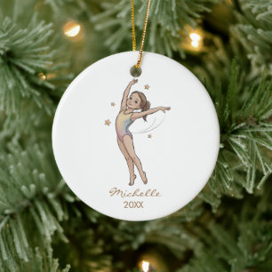 Adorno De Cerámica Gimnasia personalizada Gimnasta niña Navidad