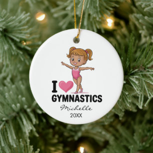 Adorno De Cerámica Gimnasia personalizada Gimnasta niña Navidad