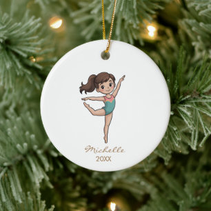 Adorno De Cerámica Gimnasia personalizada Gimnasta niña Navidad
