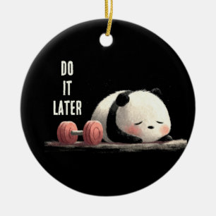 Adorno De Cerámica Gimnasio Panda Cansado – Arte Divertido y Lindo de
